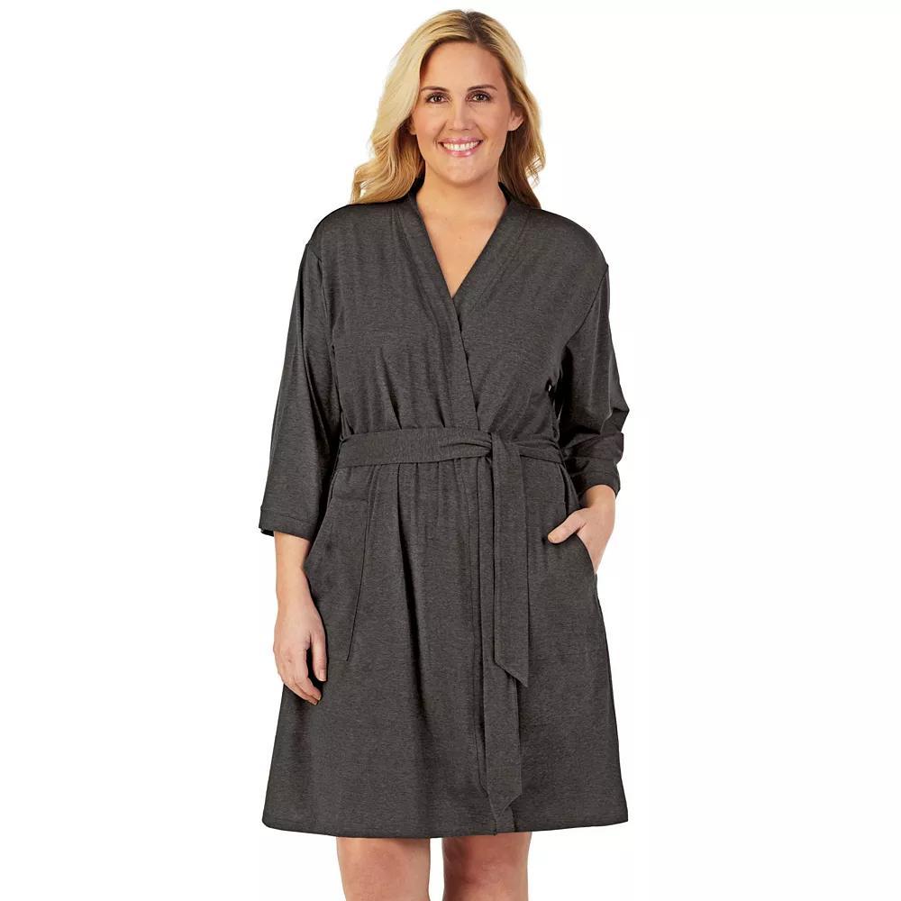 Plus Size Cuddl Duds® Essentials Wrap Robe, Women's, Size: 1XL, Black Product Image