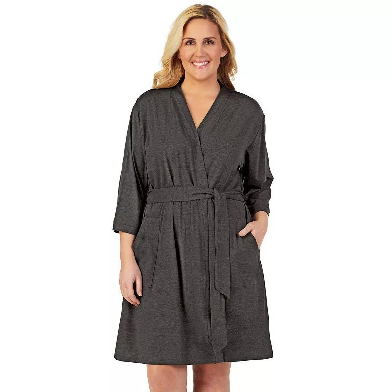 Plus Size Cuddl Duds® Essentials Wrap Robe, Women's, Size: 1XL, Black Product Image