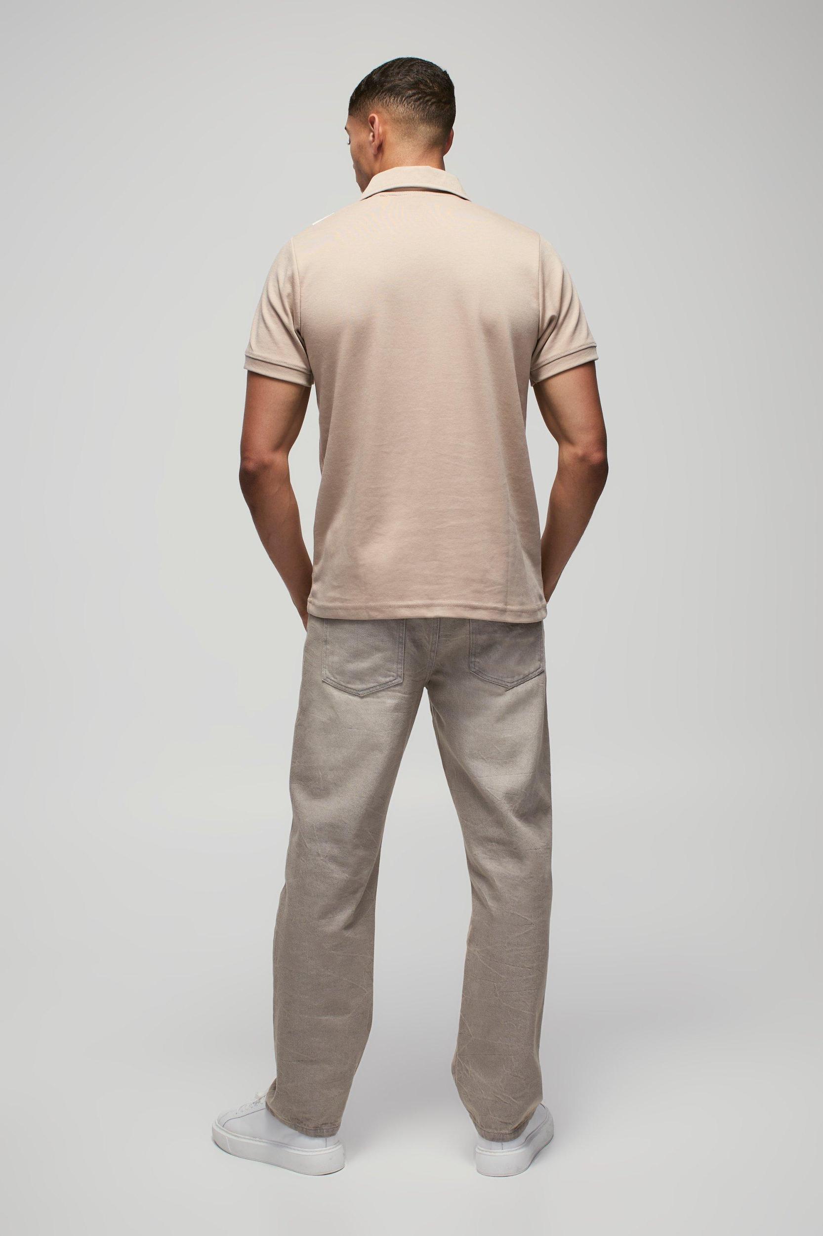 Slim Interlock Colour Block Polo | boohooMAN USA Product Image