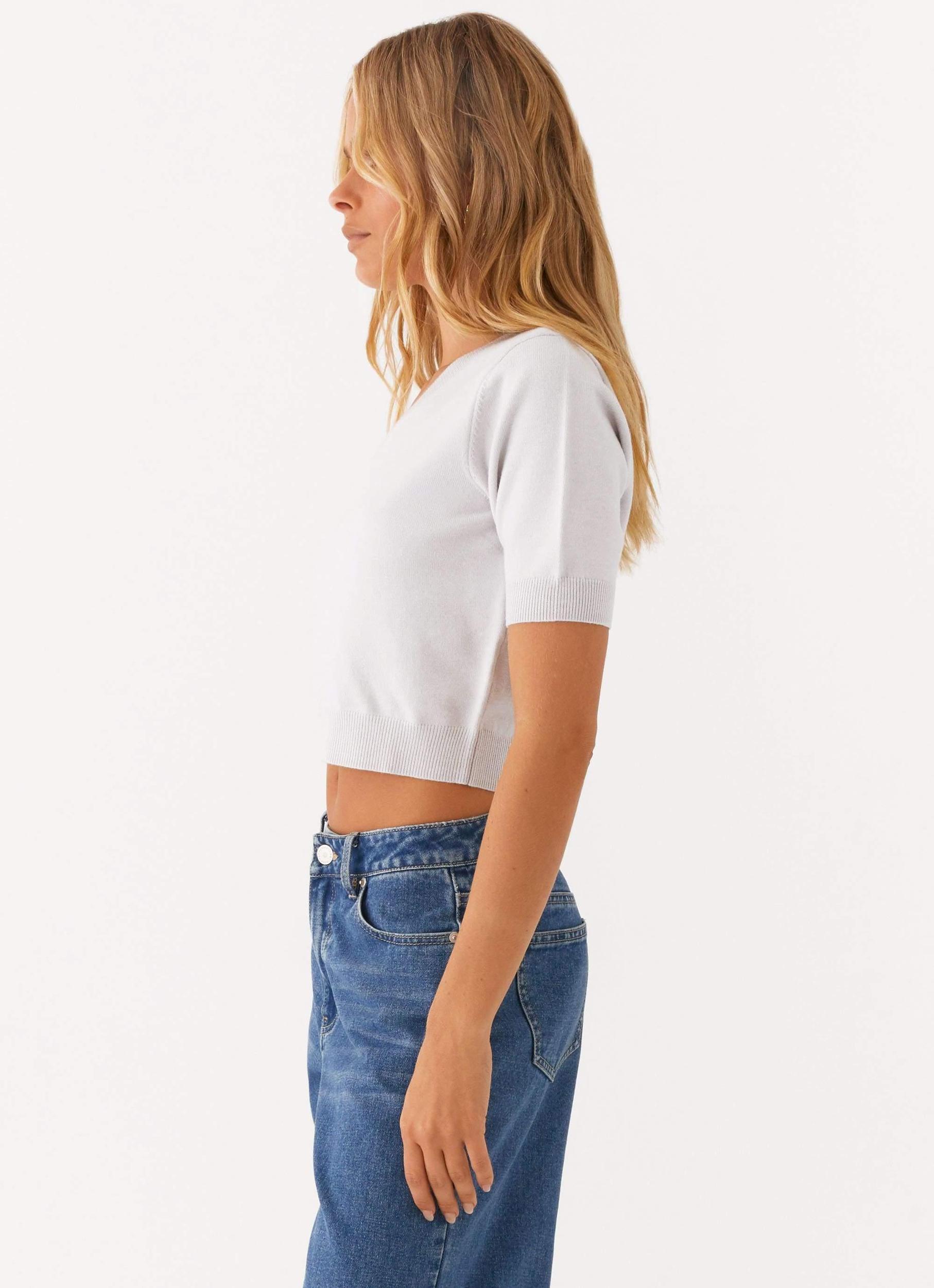 In The Beginning Short Sleeve Top - Grey Product Image