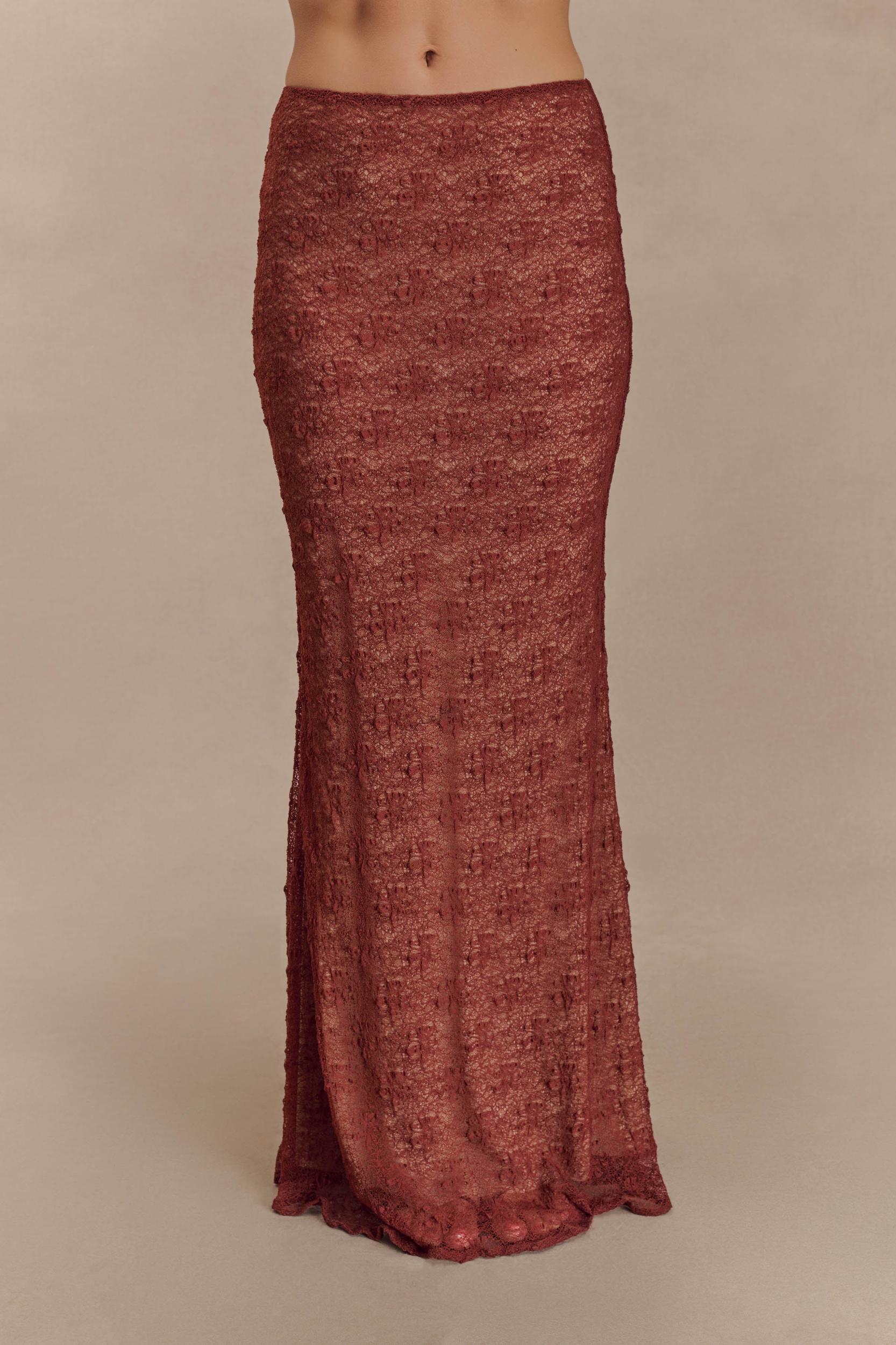 Robyn Sheer Lace Maxi Skirt - Chilli Product Image