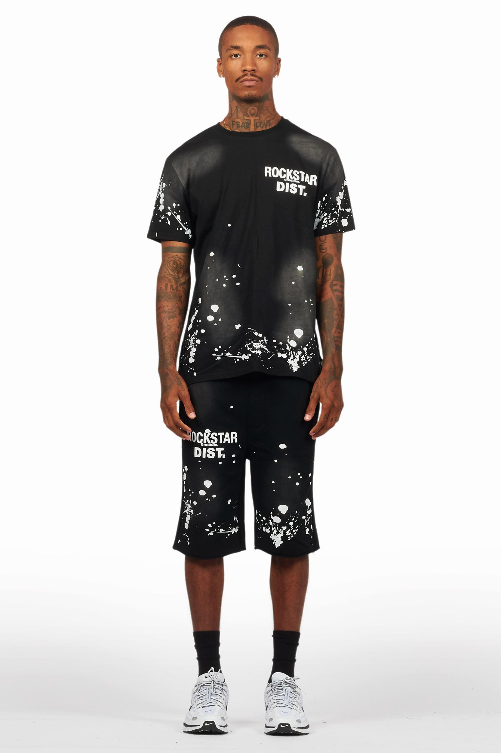 Rafix Black Graphic T-Shirt Short Set Male Product Image