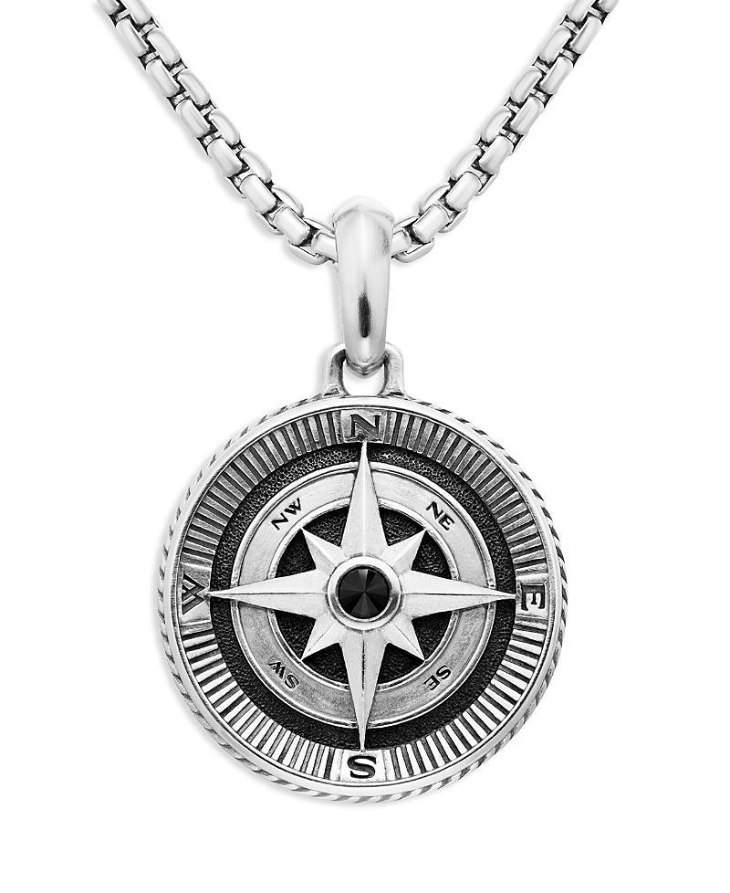 David Yurman Mens Sterling Silver Maritime Compass Amulet with Black Diamond Product Image