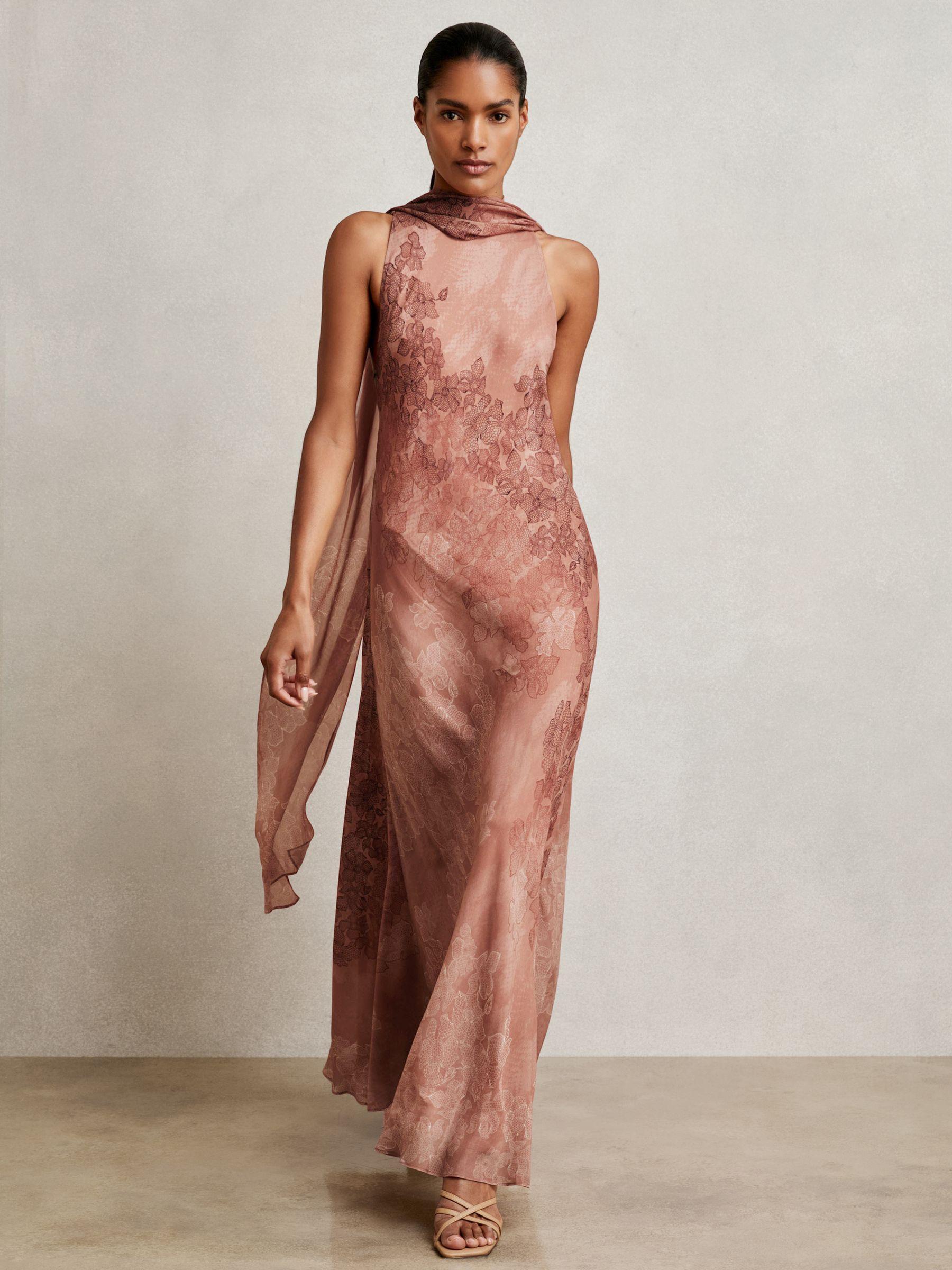 Petite Cotton Craft-Stitch Shirred Midi Dress in Khaki Product Image