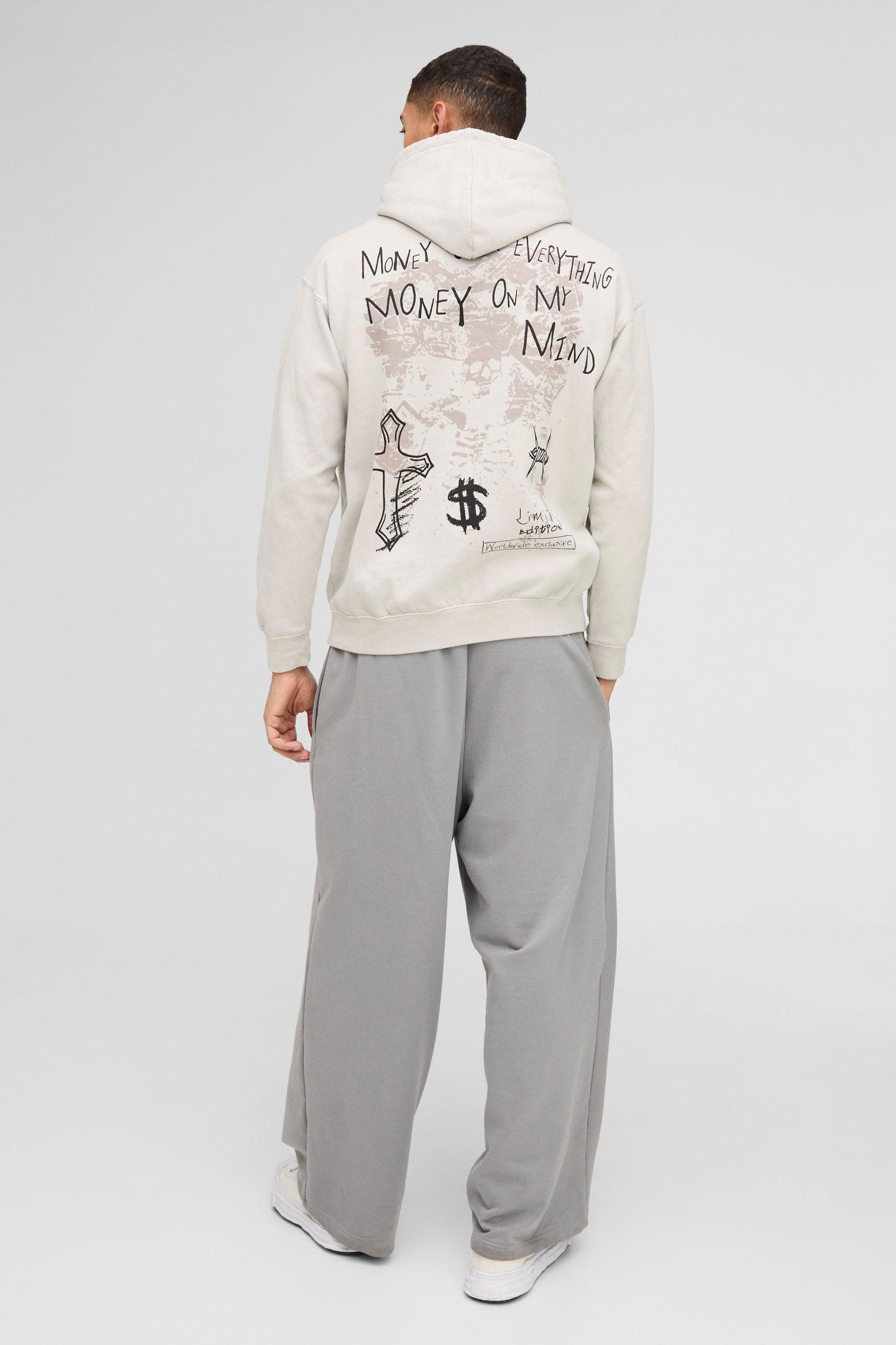 Regular Fit Washed Cross Renaissance Graphic Hoodie | boohooMAN USA Product Image
