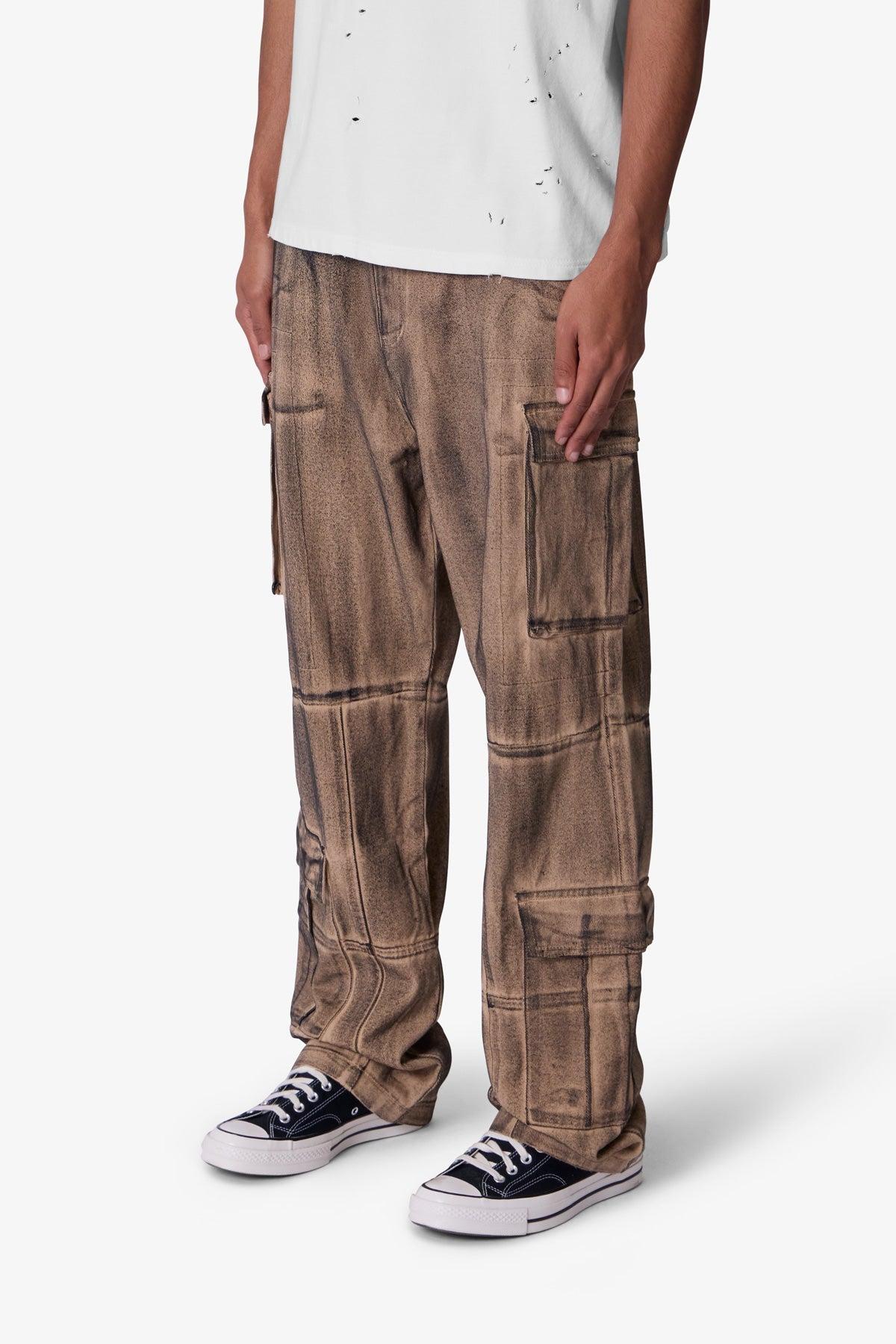 Ultra Baggy Burnt Down Cargo Pants - Cream Product Image