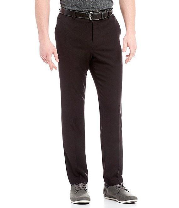 Perry Ellis Non-Iron Very Slim Fit Solid Performance Flat Front Stretch Pants Product Image