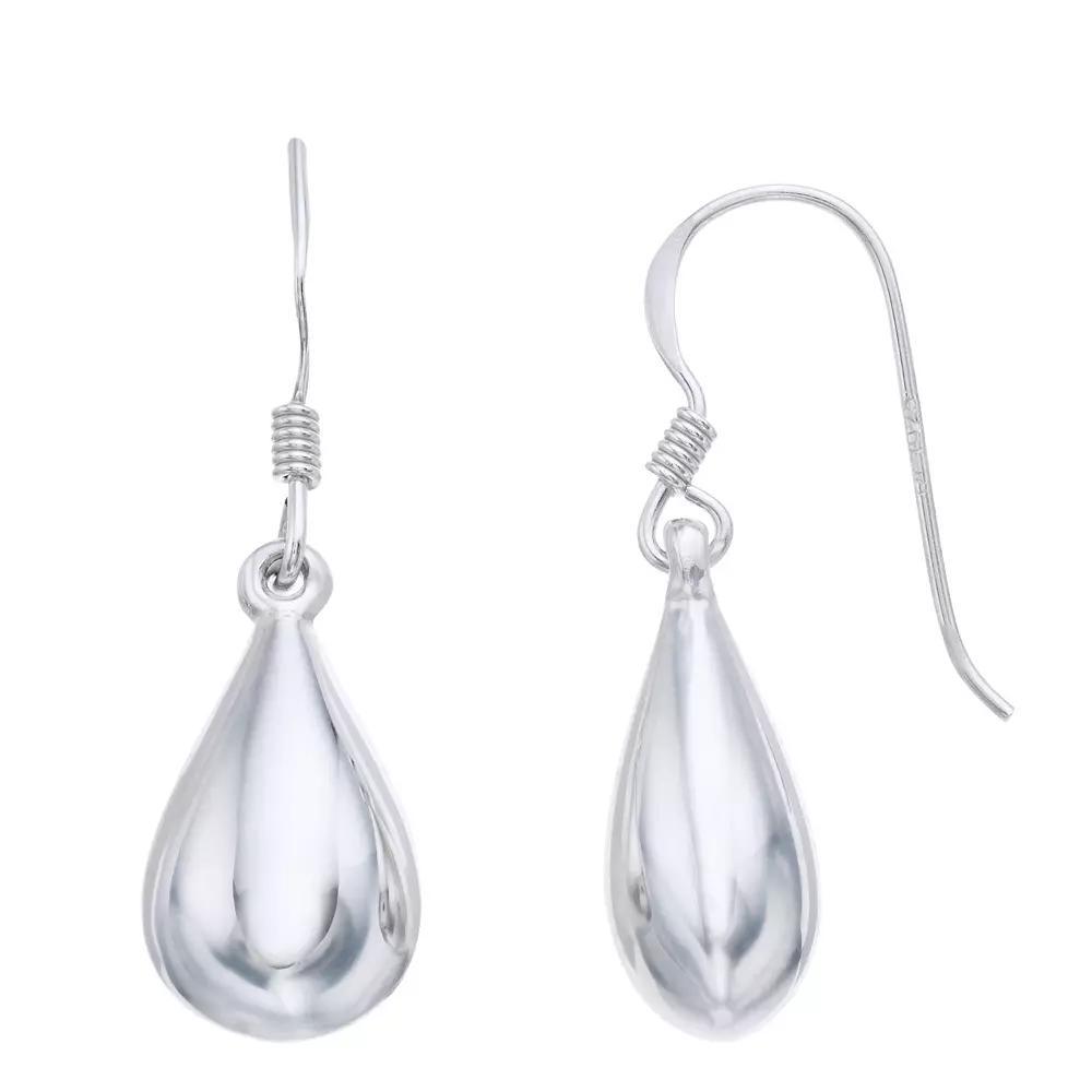 Sterling Silver Puff Pear Drop Earrings, Women's, Silver Tone Product Image