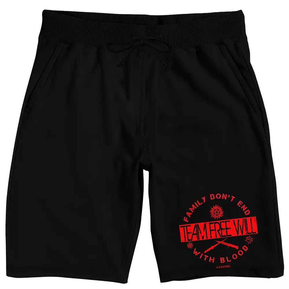 Men's Supernatural Team Free Will 9-in. Sleep Shorts, Size: Small, Black Product Image