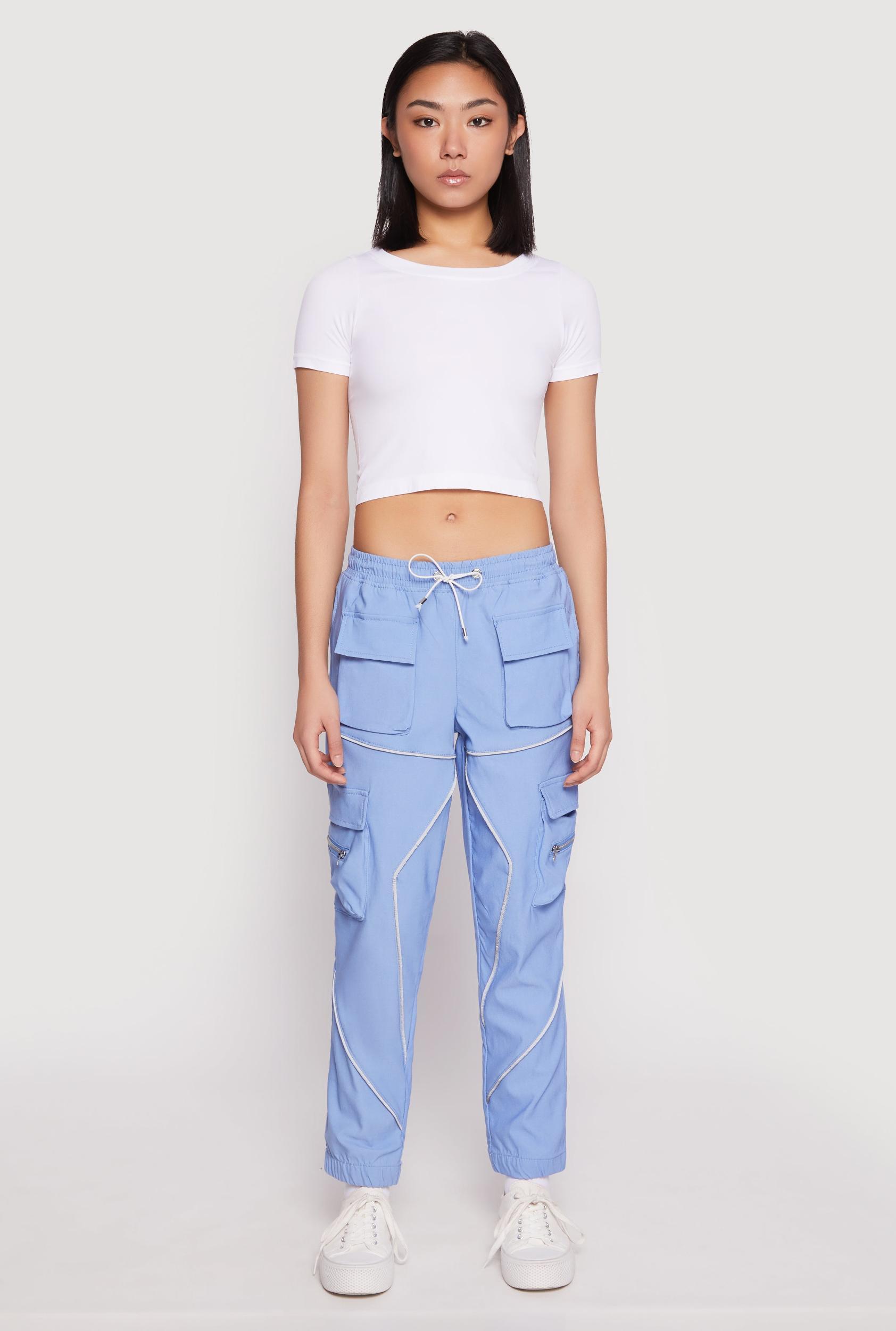 Womens Contrast Piping Hyperstretch Cargo Joggers Product Image