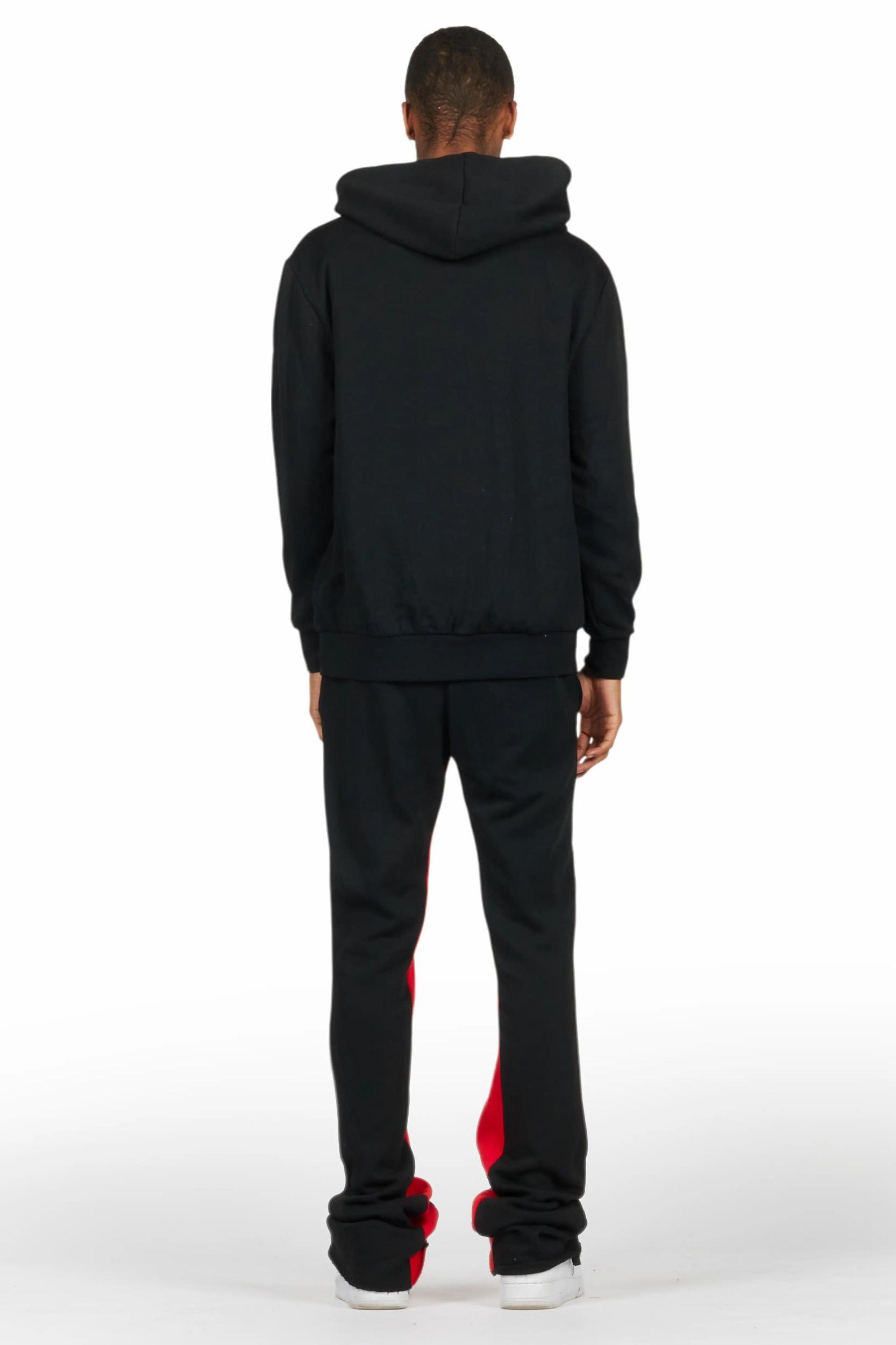 Raffer Black/Red Hoodie Baggy Fit Pant Track Set Male Product Image