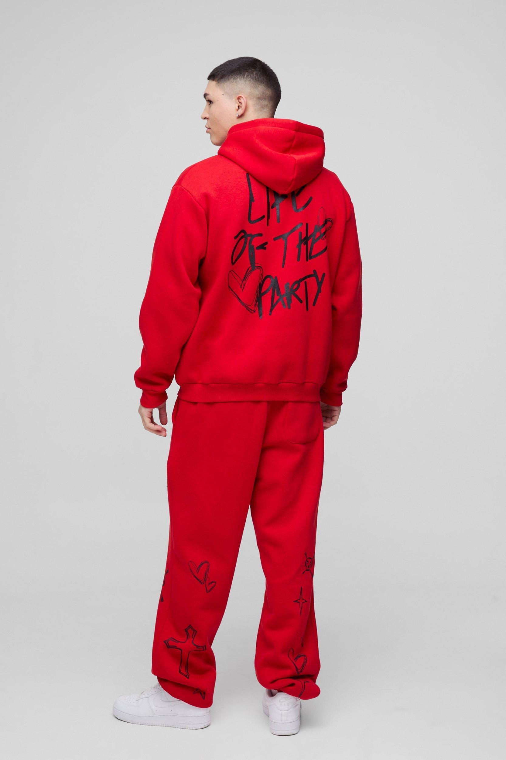 Oversized Life Of The Party Slogan Tracksuit | boohooMAN USA Product Image
