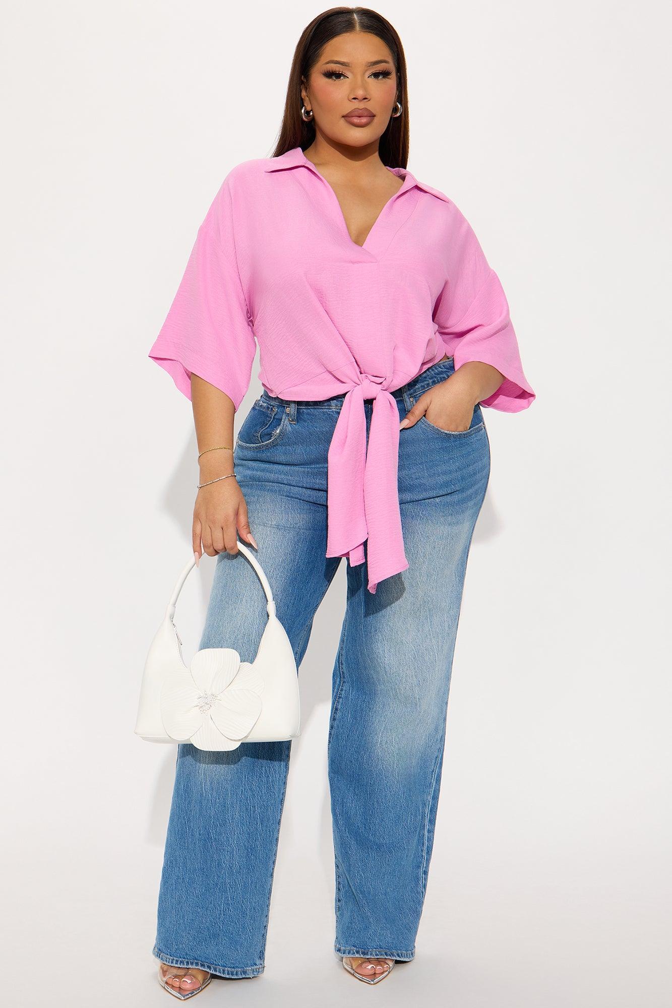 Coastal Vibe Tie Front Top - Pink Product Image