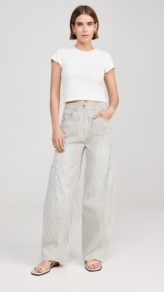 Tibi Stone Washed Striped Denim Sid Jeans | Shopbop Product Image