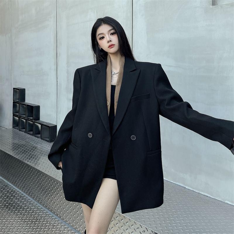 Two Tone Double Breasted Blazer Product Image