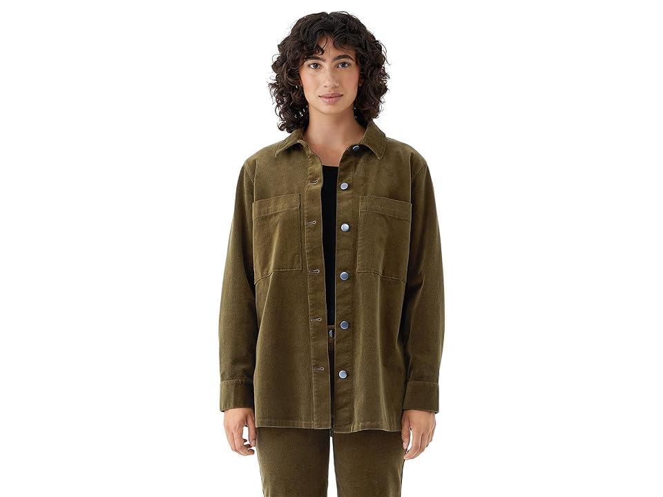 Eileen Fisher Classic Collar Jacket (Grove) Women's Coat Product Image