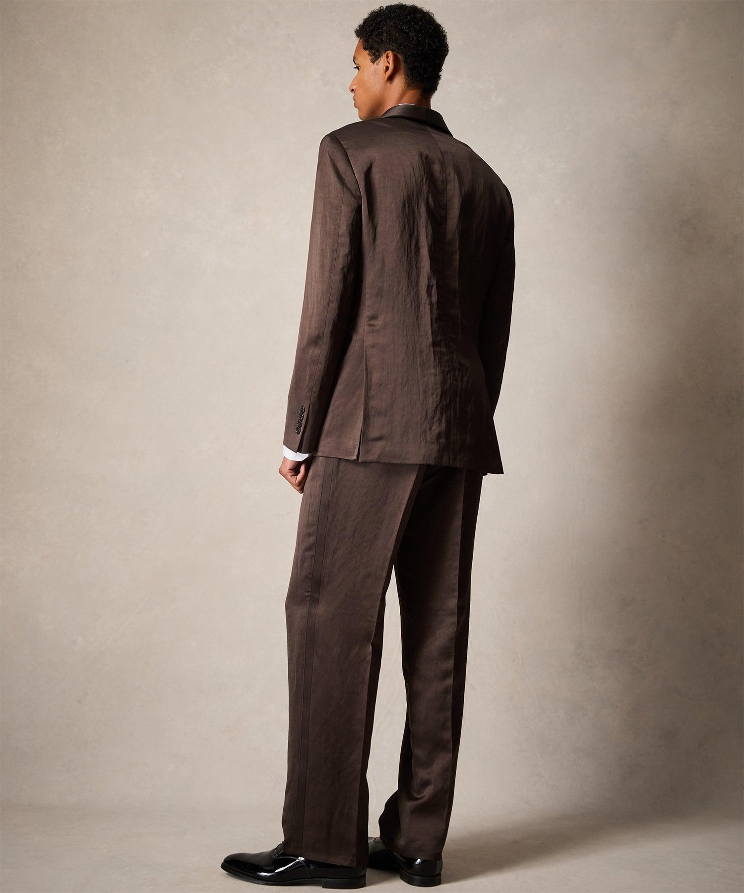 Italian Double-Breasted Shawl Tuxedo in Brown Product Image