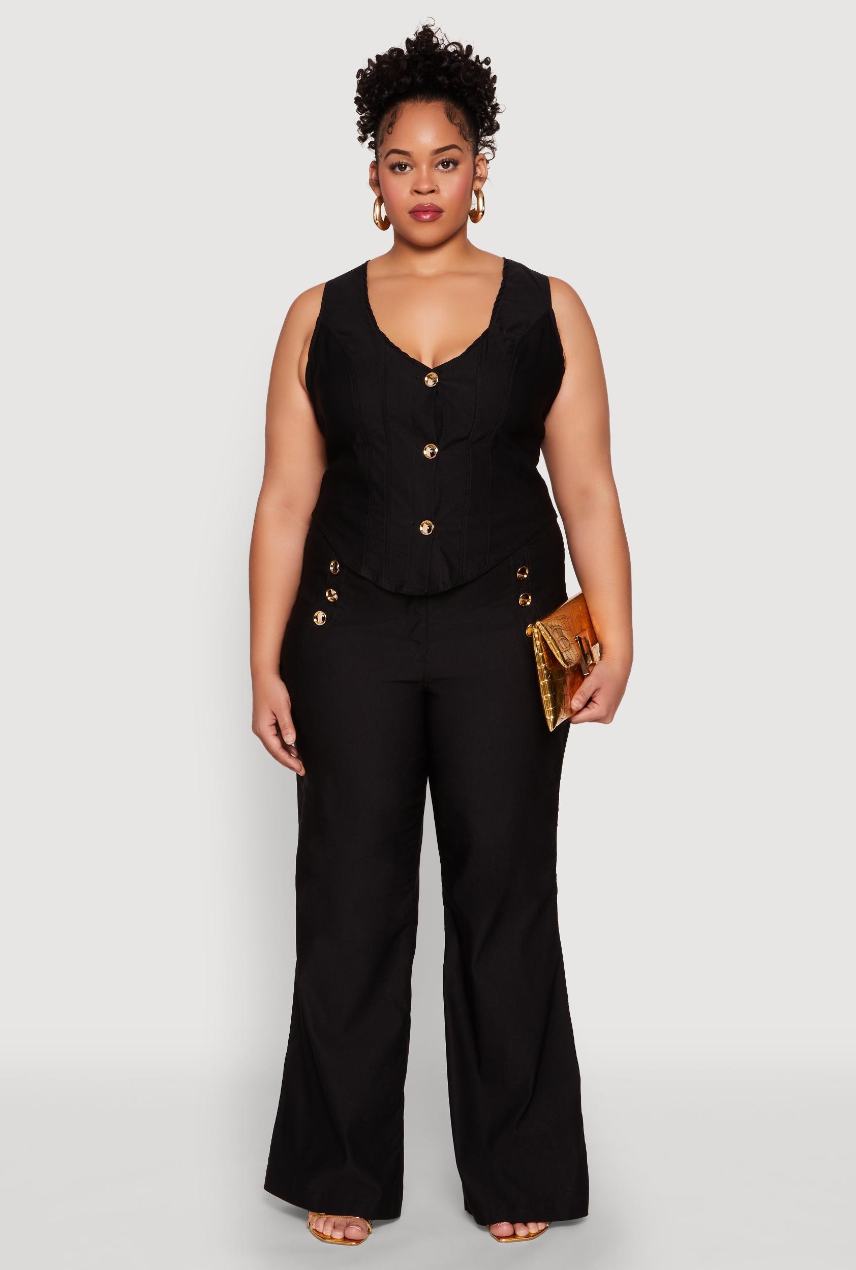 Womens Plus Size Flared Pull On Dress Pants Product Image