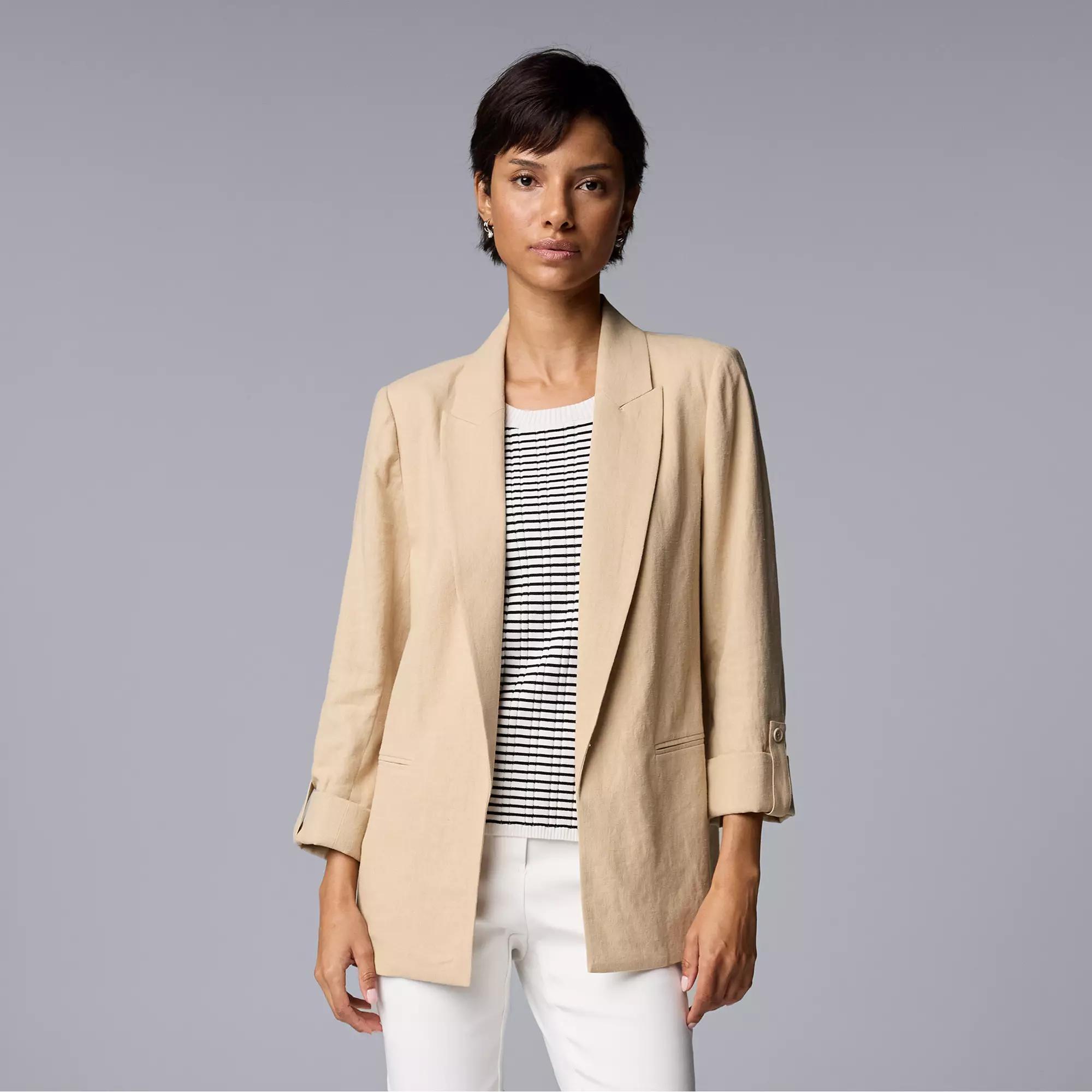 Petite Simply Vera Vera Wang Roll-Tab Easy Blazer, Womens Product Image