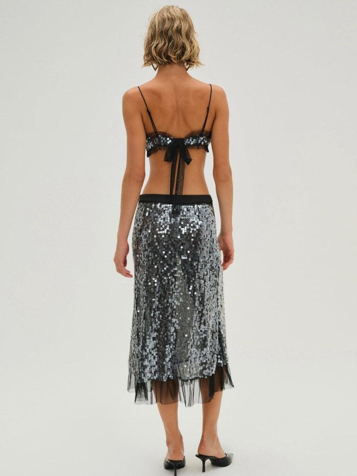 Christelle Midi Skirt — Silver Product Image