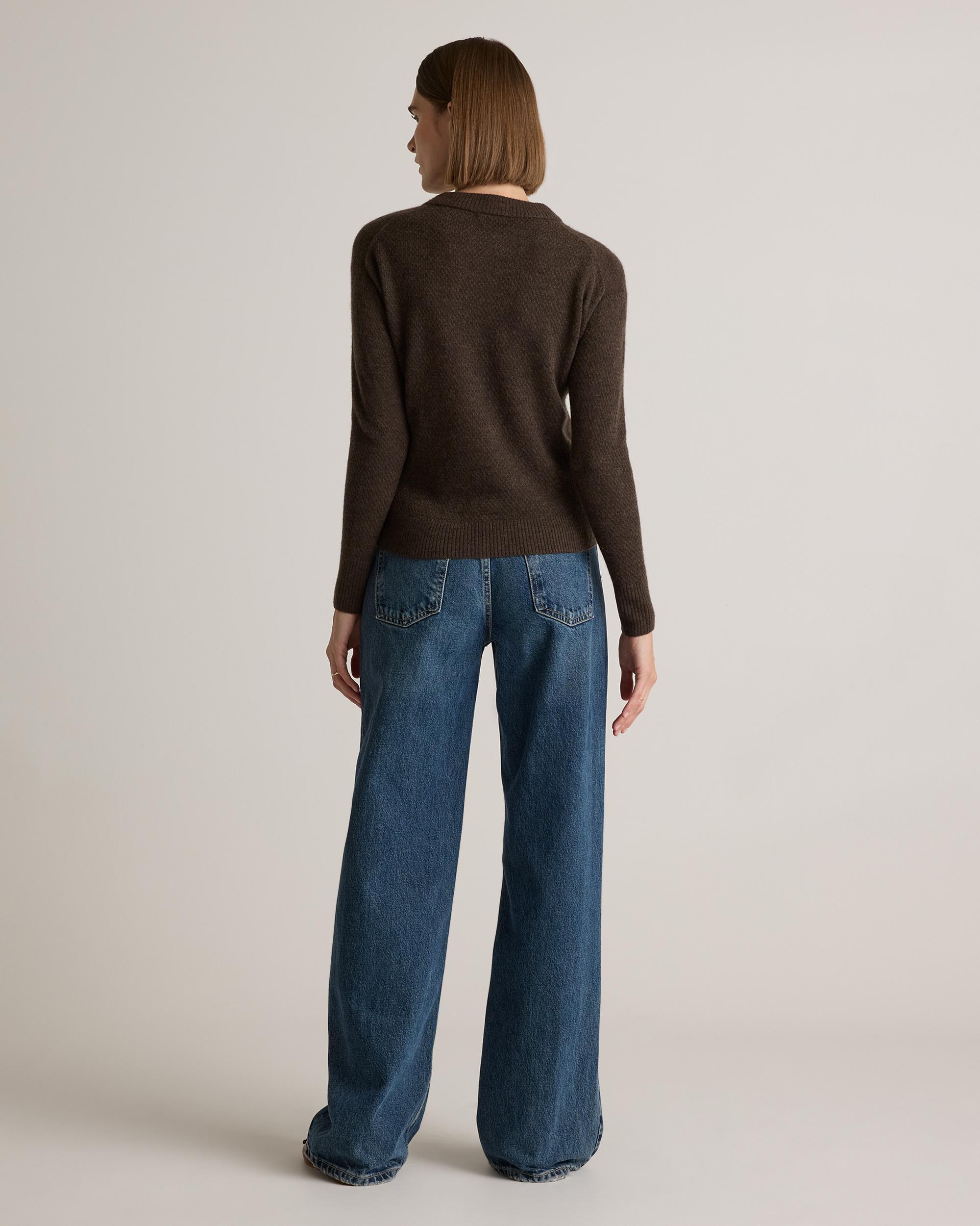 Quince | Women's Baby Alpaca-Wool Diamond Stitch Crew Neck Alpaca Sweater Size XL Product Image
