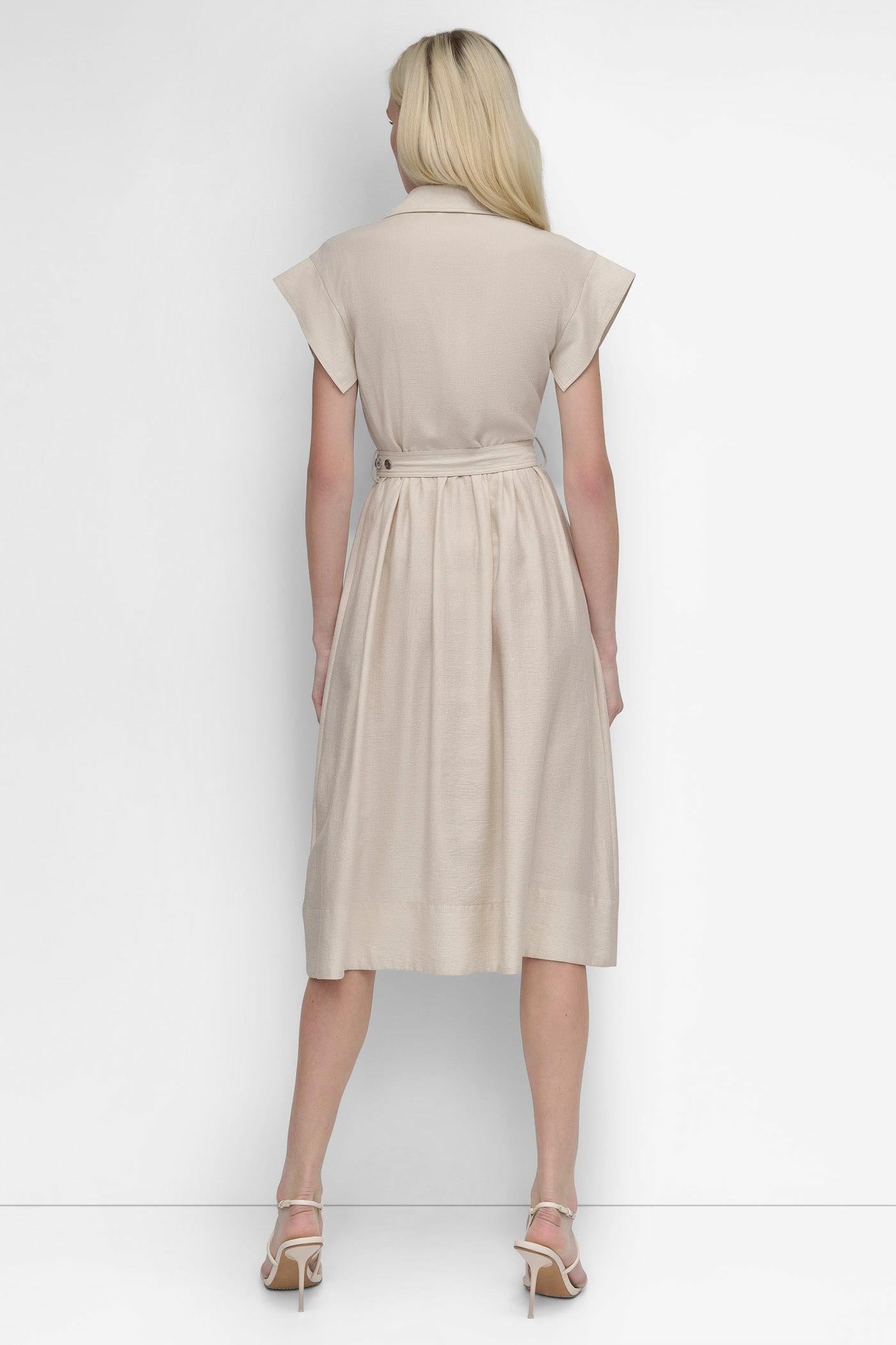 SHIRT DRESS WITH GROMET BELT Product Image