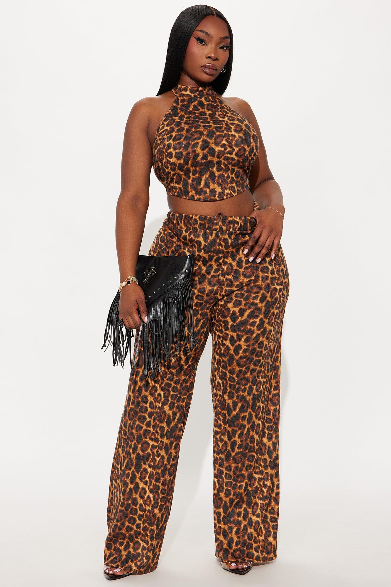My Wild Side Leopard Pant Set - Brown/combo Product Image