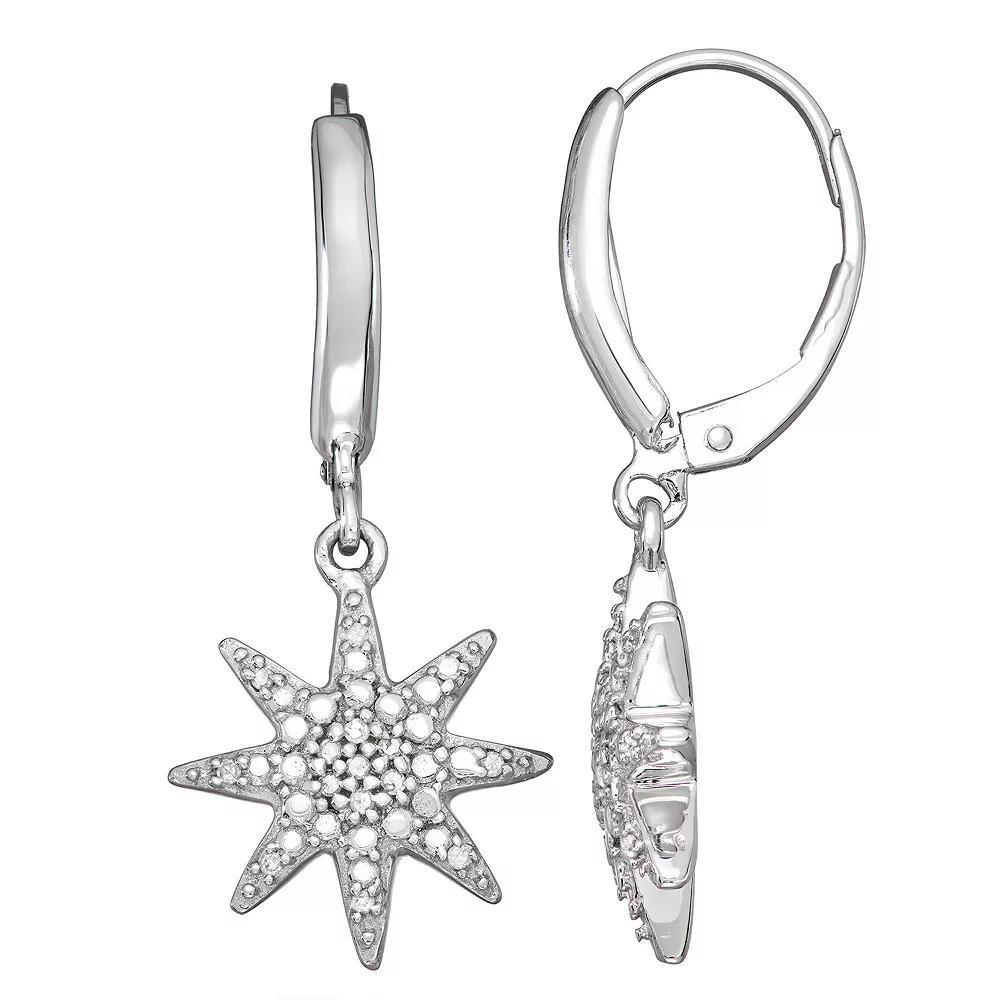 Jewelexcess Sterling Silver 1/10 Carat T.W. Diamond Star Leverback Earrings, Women's Product Image