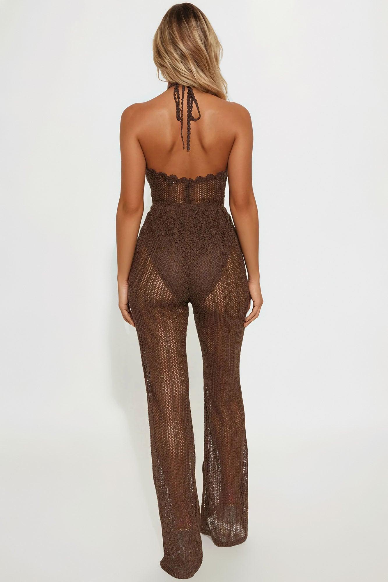 Merina Crochet Jumpsuit - Brown Product Image