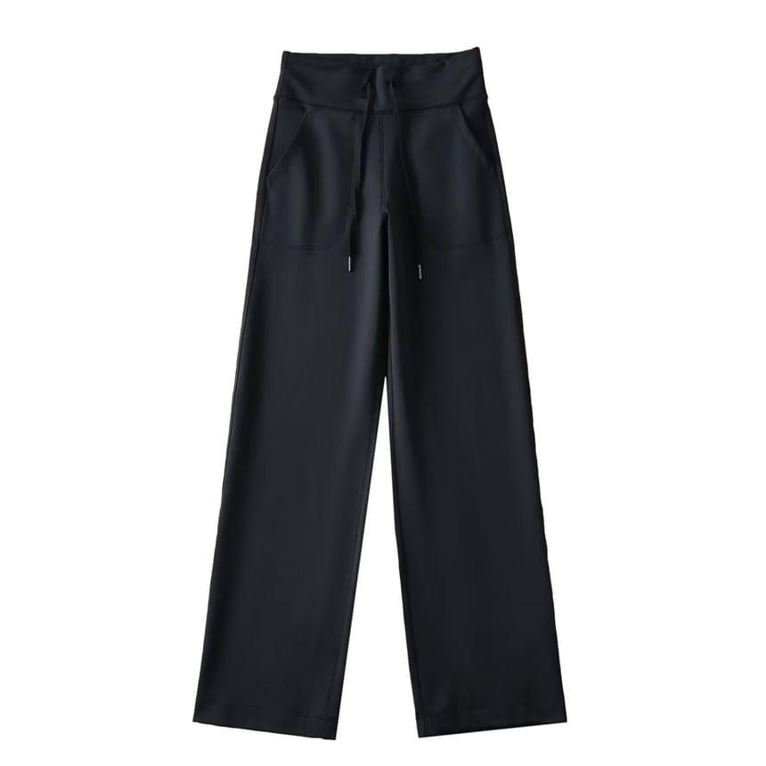 Drawstring Waist Plain Loose Fit Sweatpants Product Image