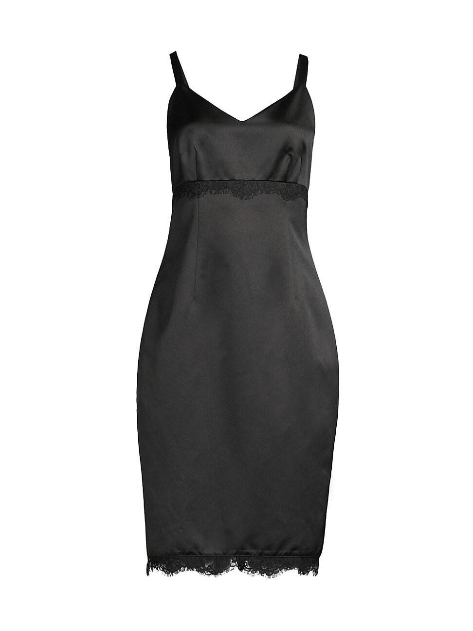 Womens Heavy Metal Lace-Embellished Satin Dress Product Image