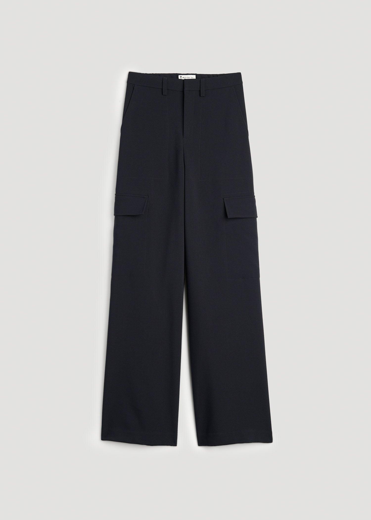 Cargo Wide Leg Dress Pants for Tall Women in Black Product Image