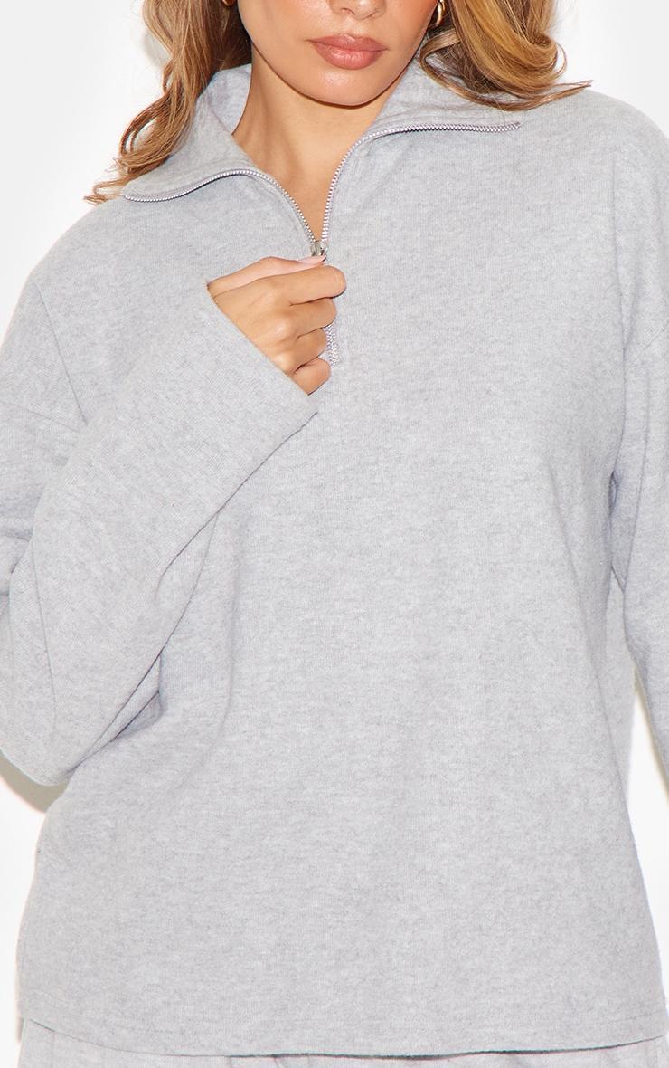 Grey Collared Zip Up Sweatshirt Product Image