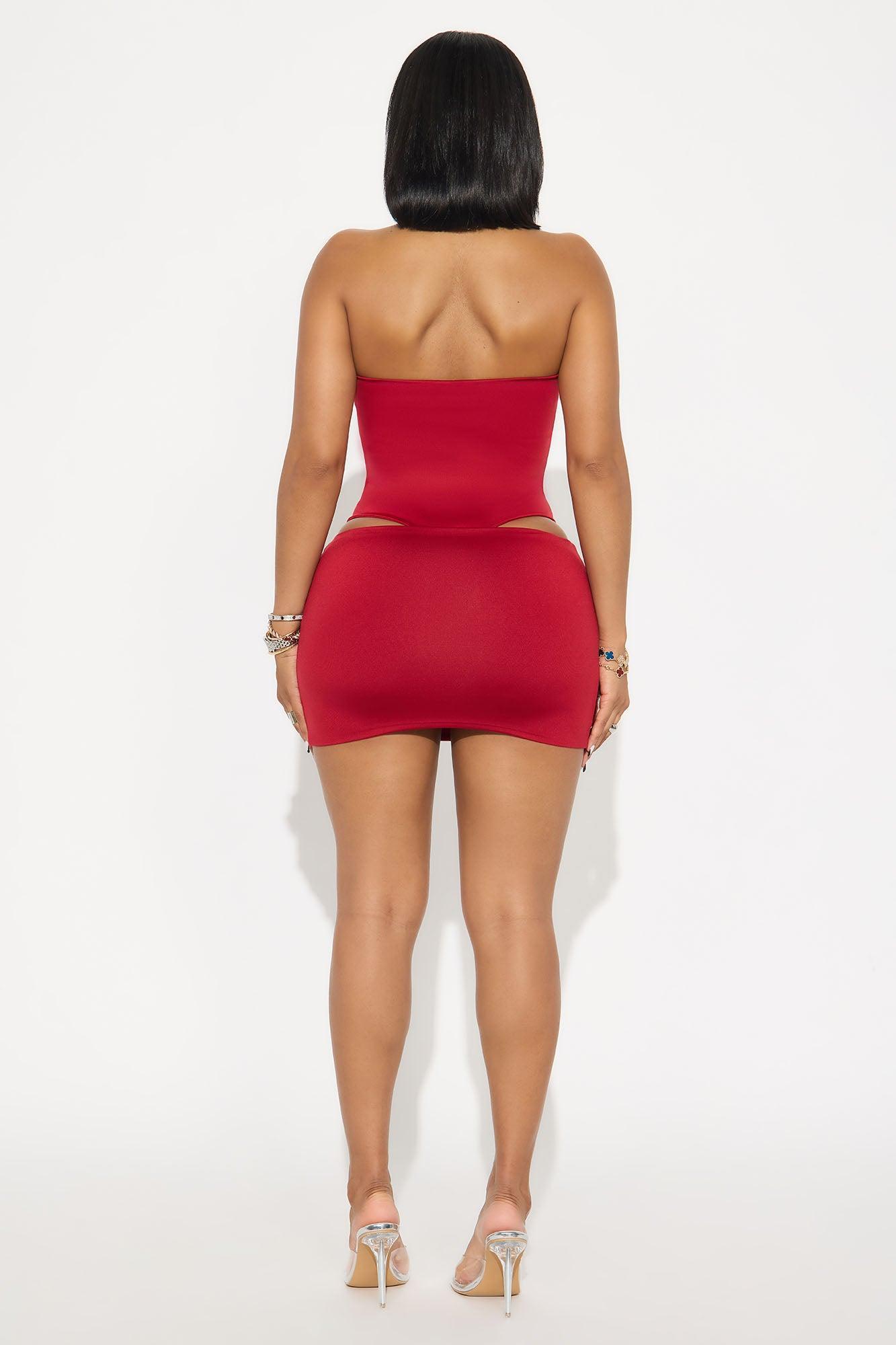 Contour Double Lined Mini Skirt - Red Product Image