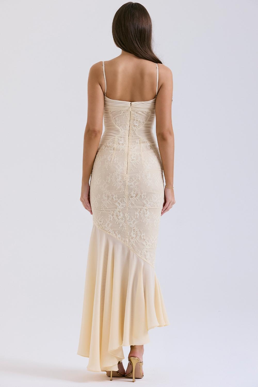 Felicia  vanilla chiffon & lace gown Product Image