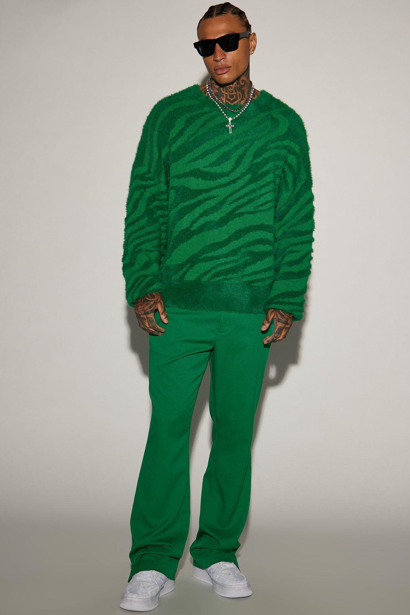 Textured Crewneck Sweater - Green Product Image