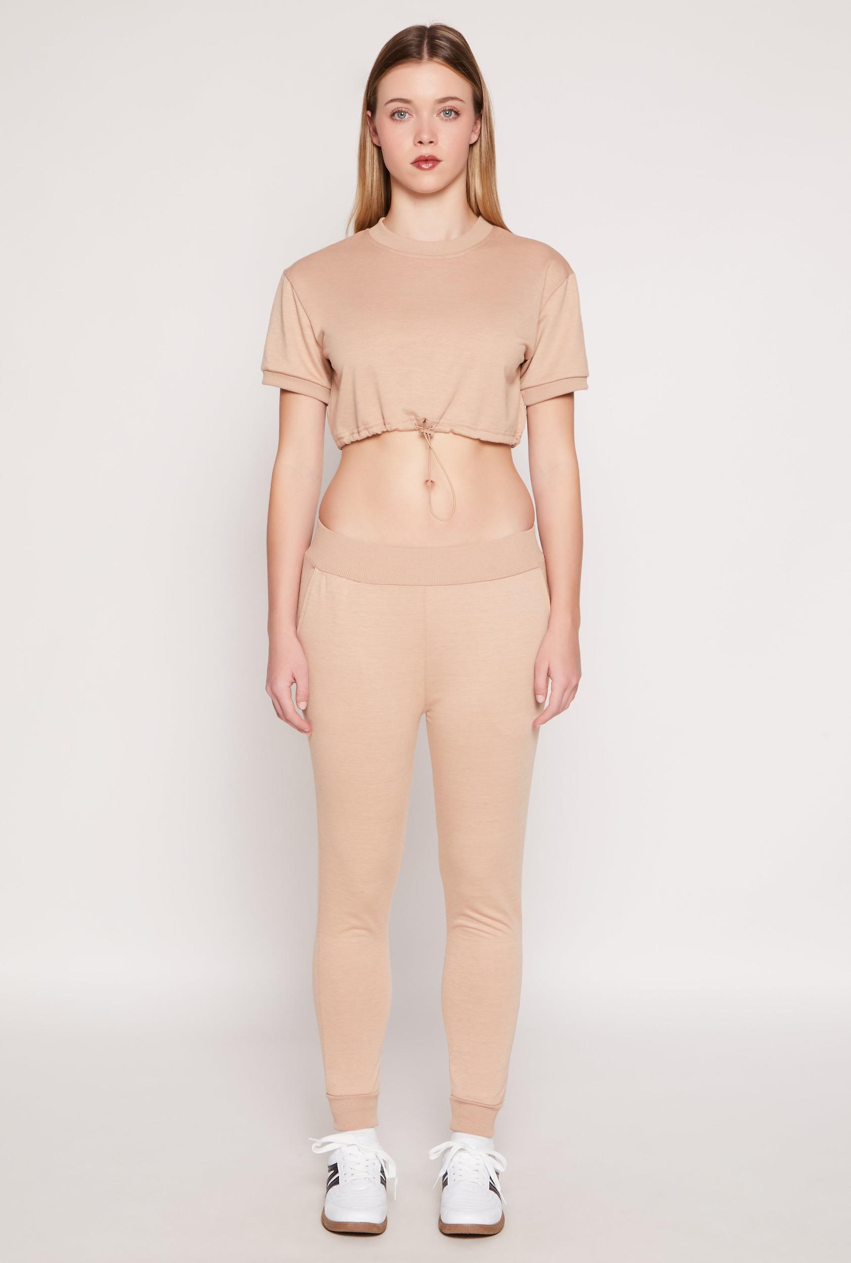Womens French Terry Pull On High Waisted Joggers Product Image