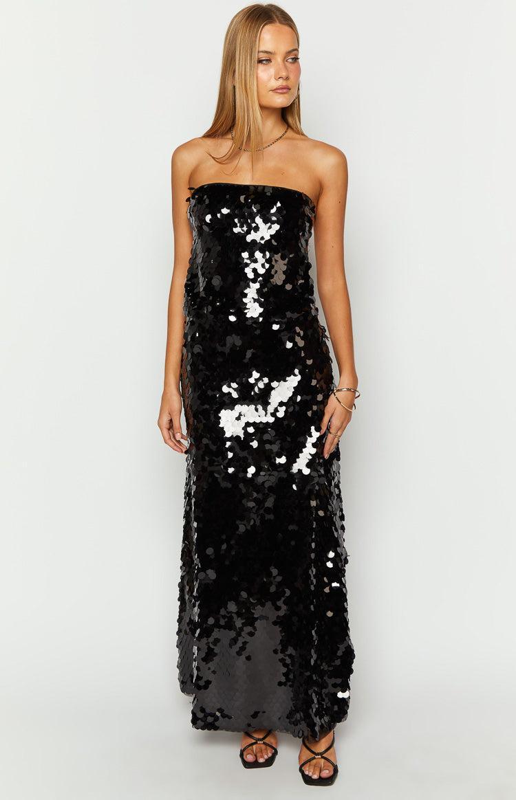 Ibiza Black Sequin Strapless Top Girls Product Image