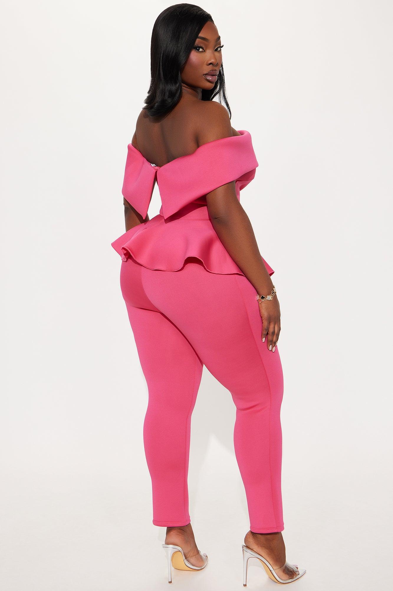 My Pretty Peplum Pant Set - Fuchsia Product Image