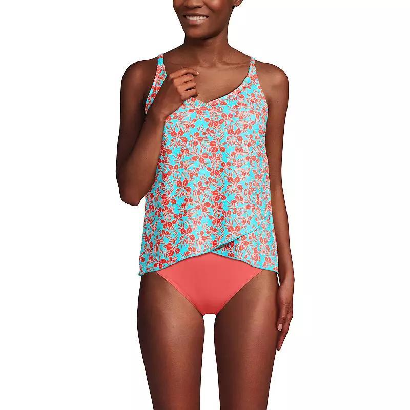 Women's Lands' End Chlorine Resistant Tulip Hem Tankini Swimsuit Top, Size: Medium, Black Floral Border Product Image