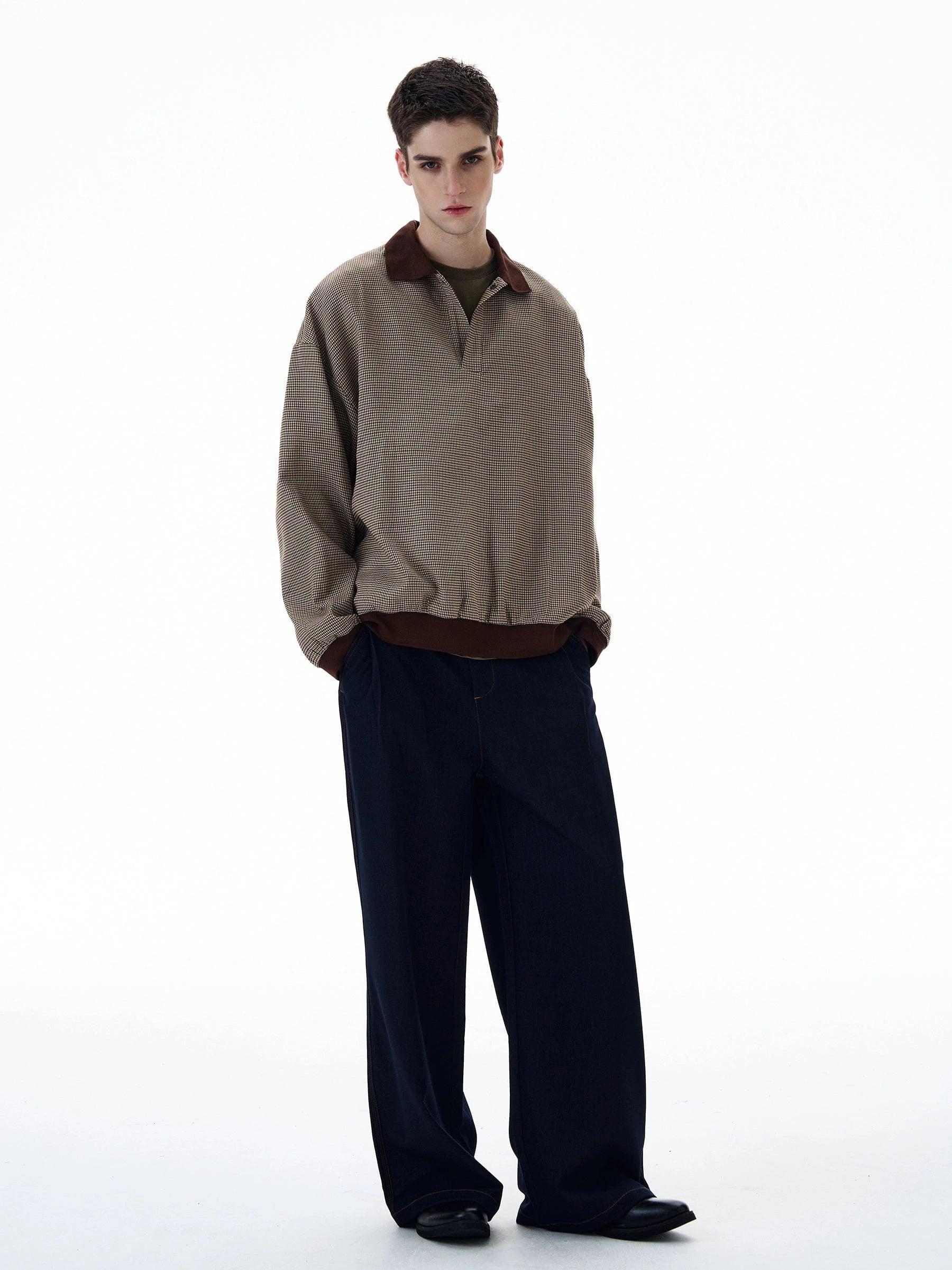 RT No. 20010 COLLAR GRID SWEATER Product Image