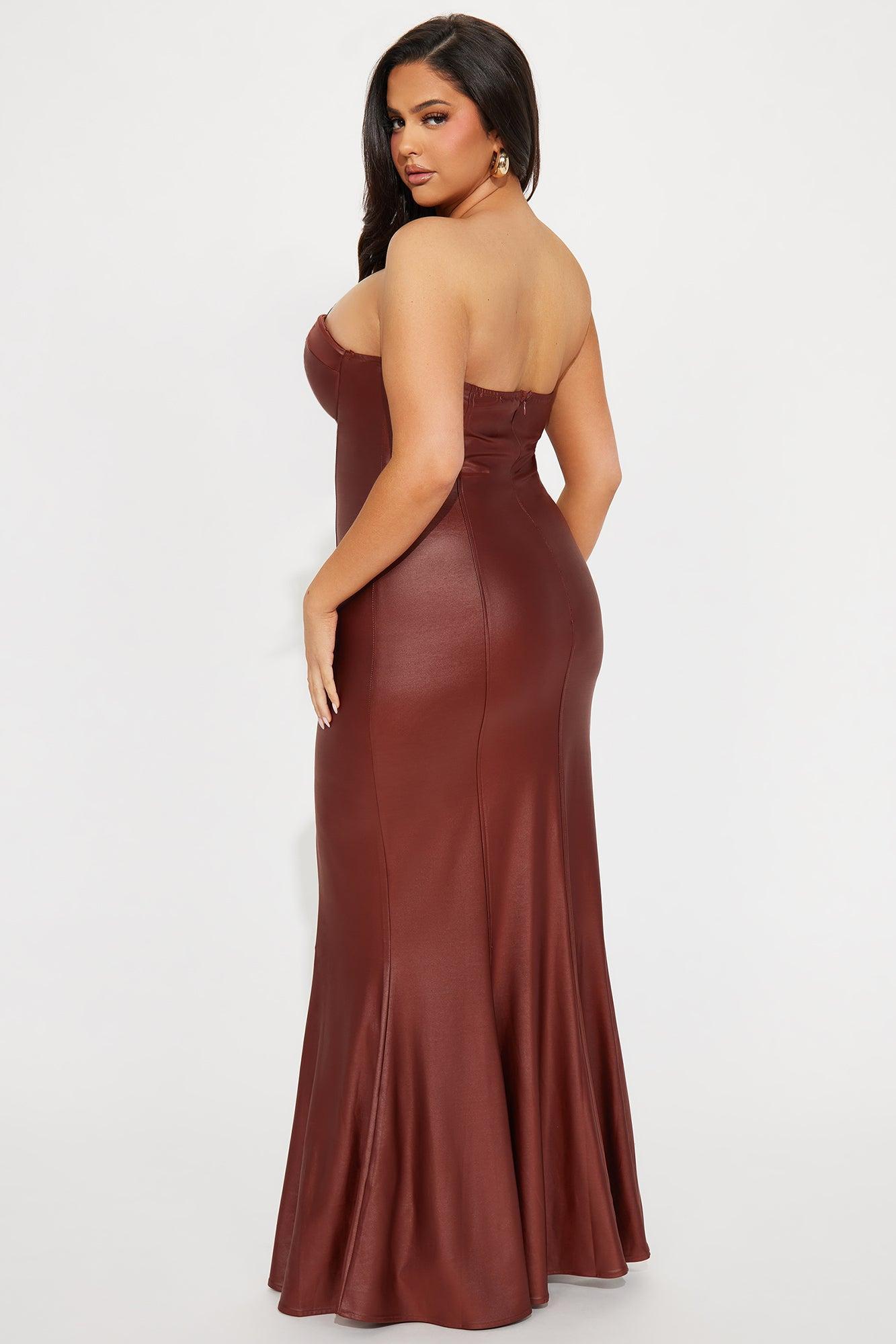 Stacey Faux Leather Maxi Dress - Brown Product Image