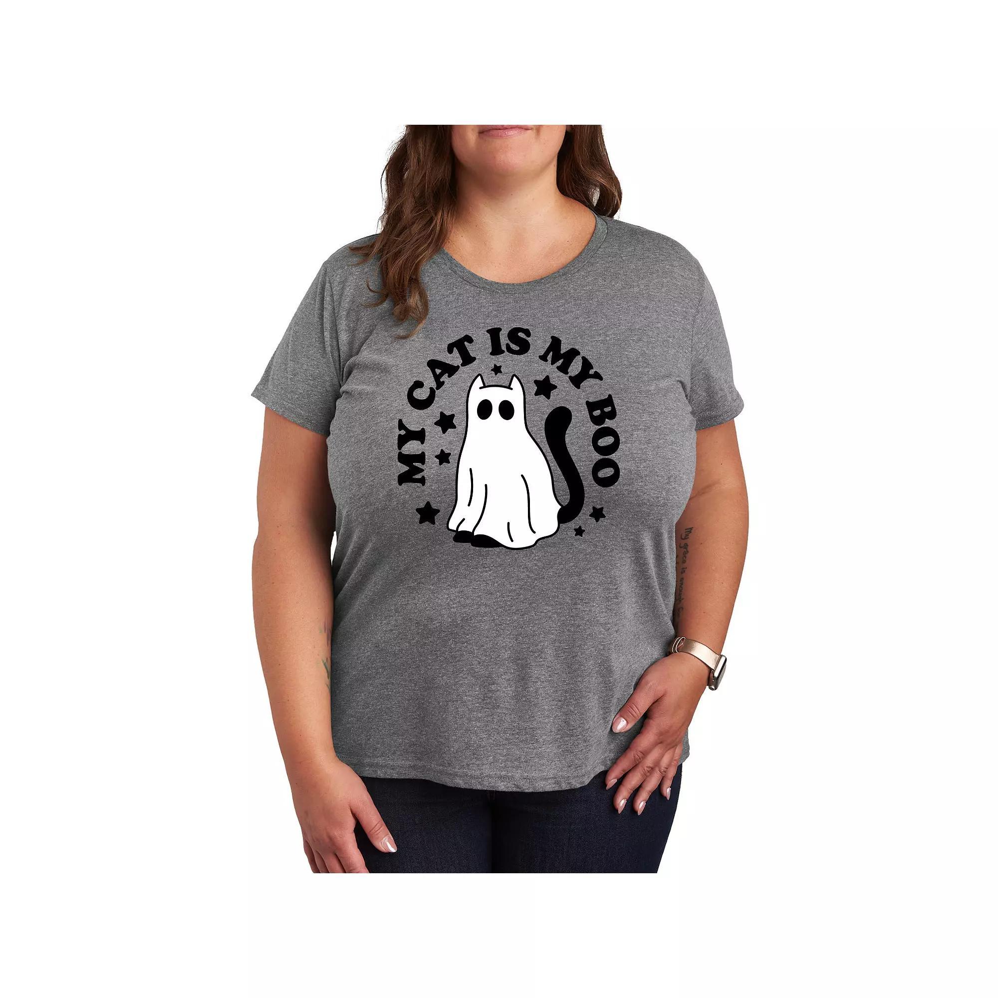 Womens My Cat Is My Boo Graphic Tee Grey Gray Product Image