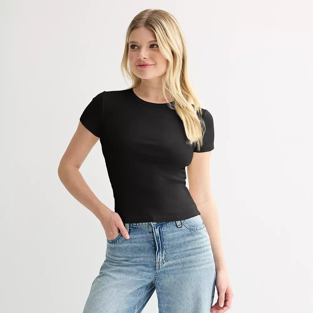 Juniors' SO® Slim Fit Baby Tee, Women's, Size: Large, Black Luxe Product Image