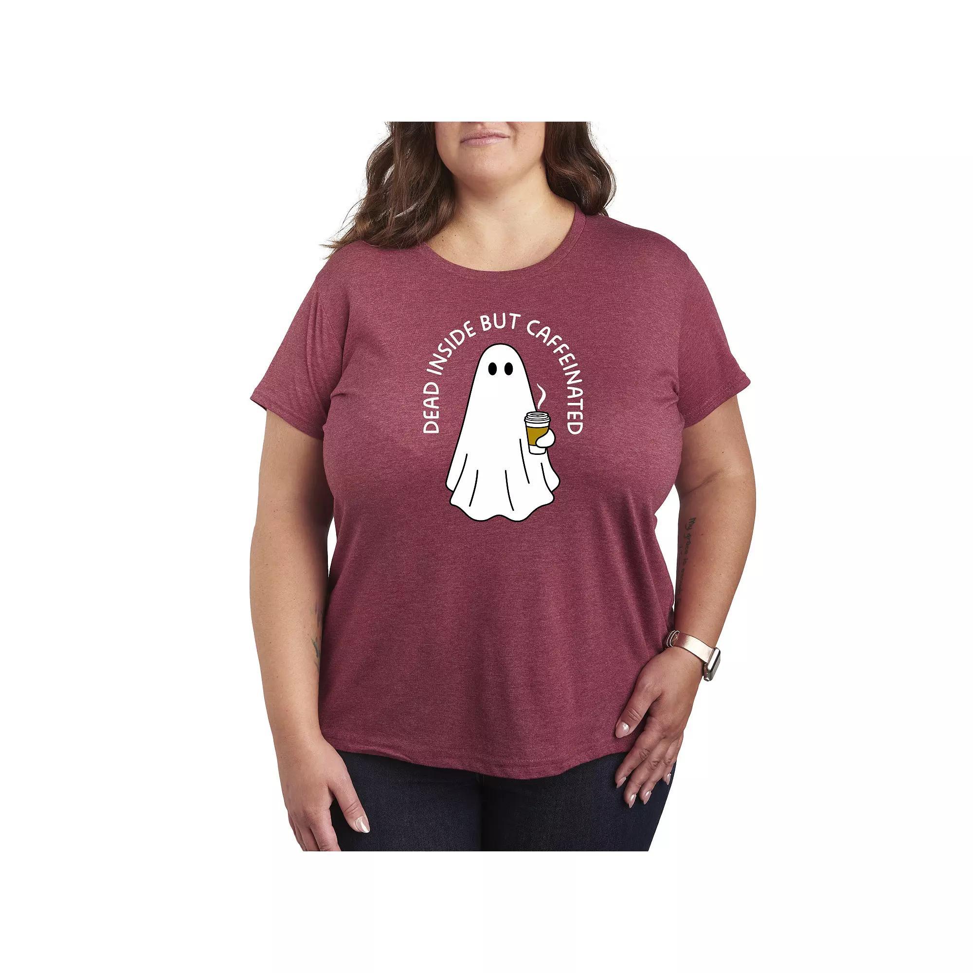 Plus Size Caffeinated Ghost Graphic Tee, Womens Blue Product Image