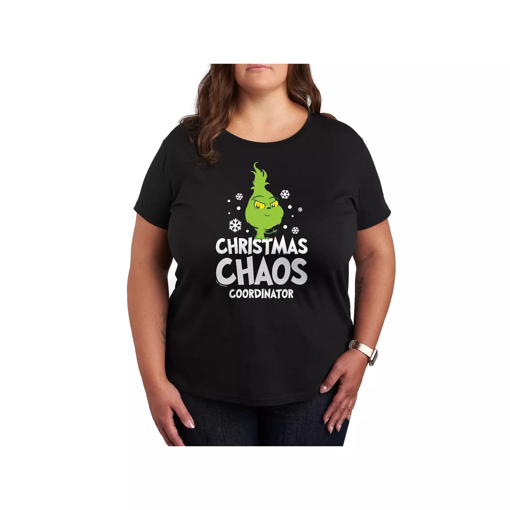 Plus Gnome with Coffee and Books Graphic Tee, Womens Heather Grey Product Image