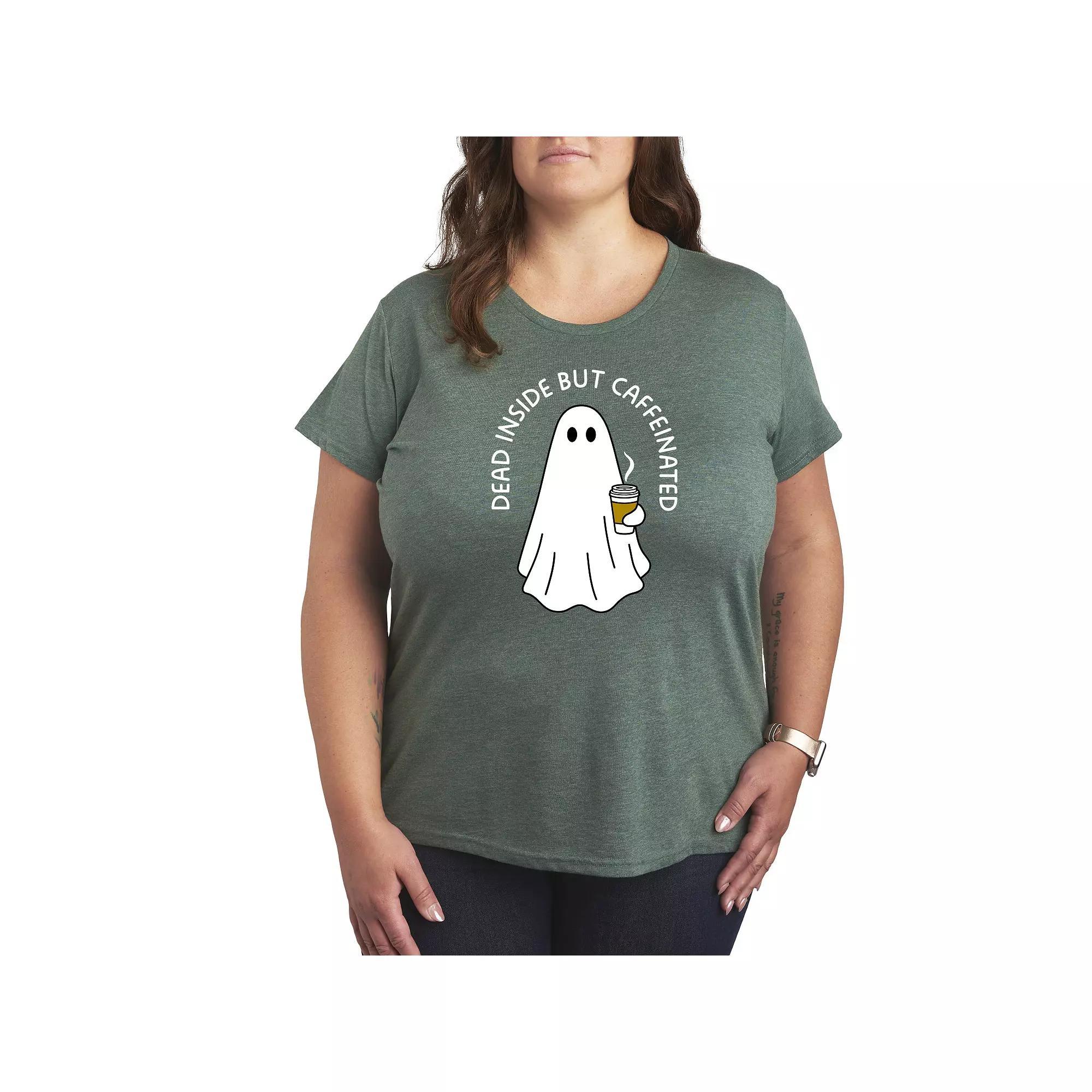 Plus Size Caffeinated Ghost Graphic Tee, Womens Blue Product Image