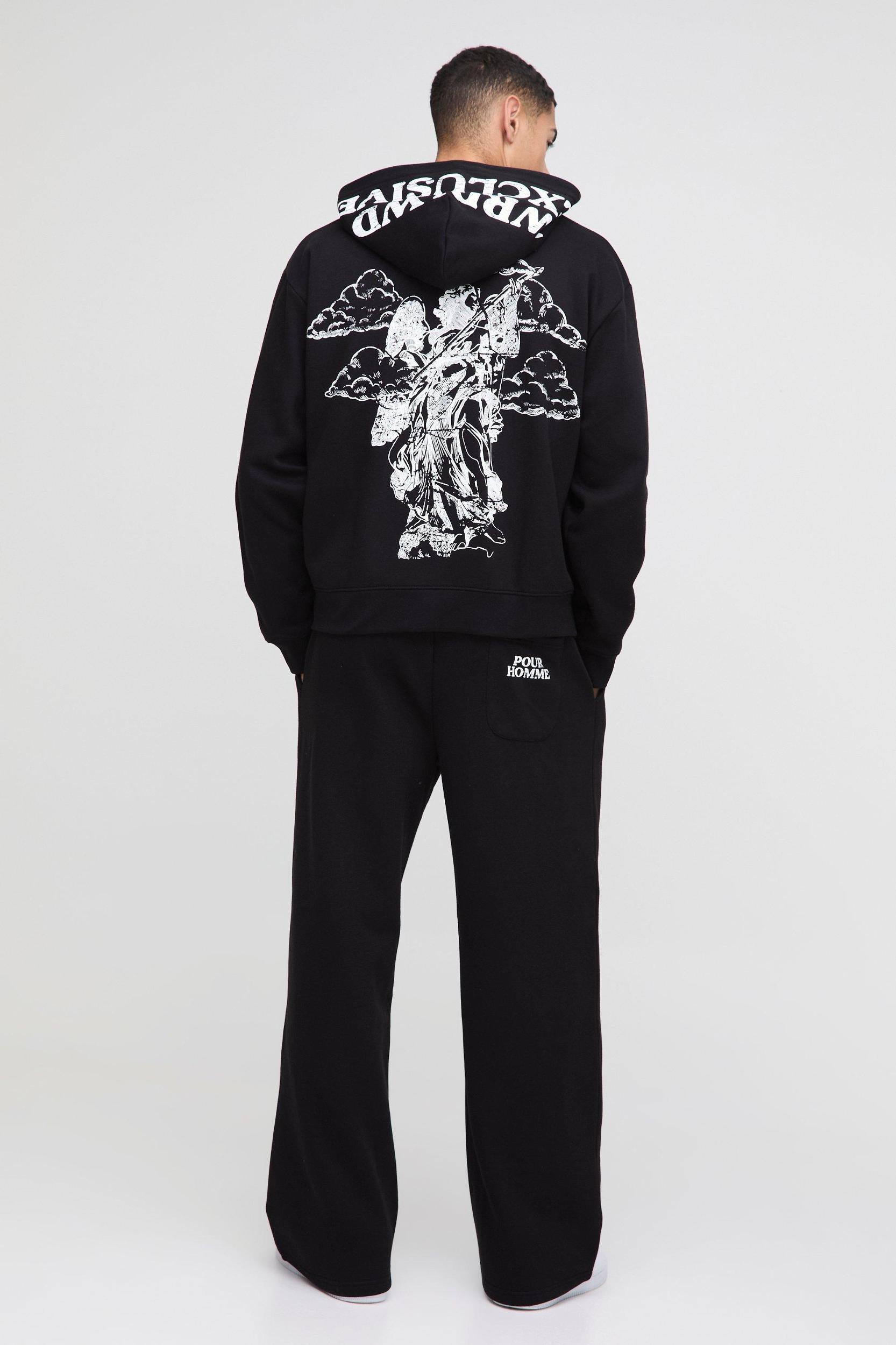 Oversized Boxy Official Print Tracksuit | boohooMAN USA Product Image