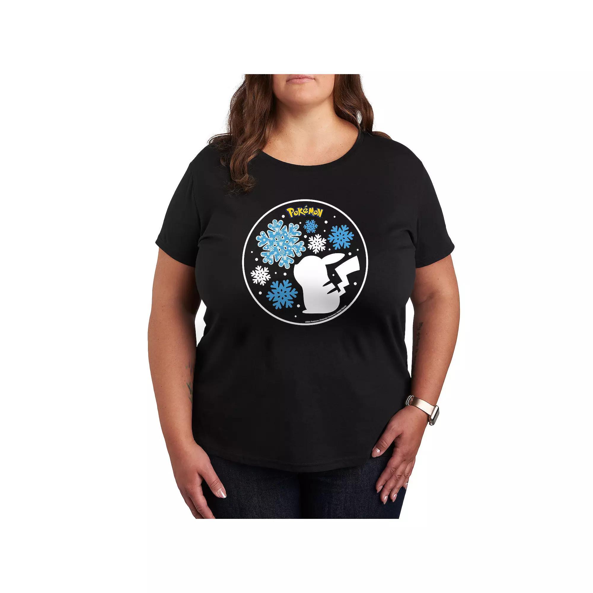 Plus Pokemon Snowflake Pikachu Graphic Tee, Womens Product Image