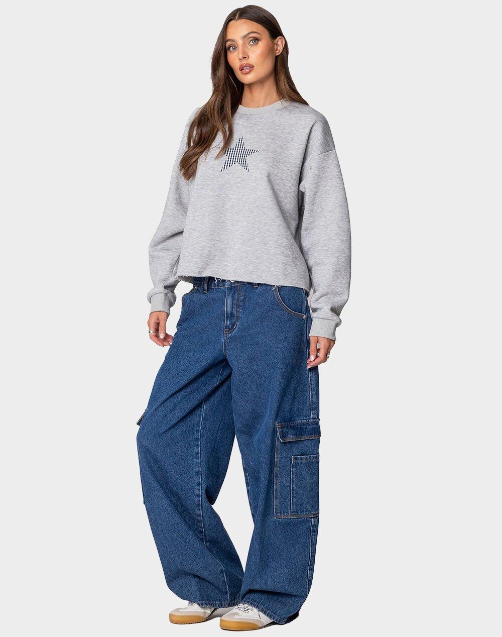 EDIKTED Gingham Star Sweatshirt Product Image